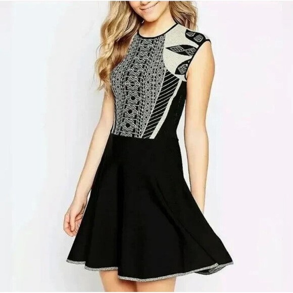 Ted Baker Dresses & Skirts - Ted Baker Jenkins Dress Black Gold Fit and Flare Sz 2